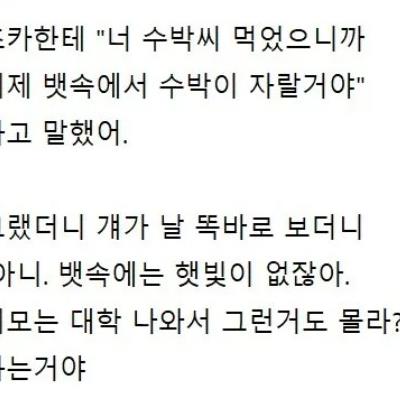 이모 : 너 이제 뱃속에 수박 자란다.jpg